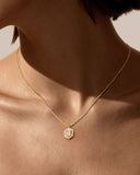 Daffany Rectangular Drill 14k/10K Solid Gold Pendant Necklace