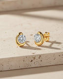 Daffany Delia Semi-Enclosed Diamond 14k/10K Solid Gold Stud Earrings