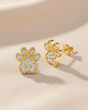 Daffany Paw 14k/10K Solid Gold Stud Earrings