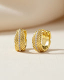 Daffany Curled Leaves Diamonds 14k/10K Solid Gold Hoop Earrings