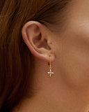 Daffany Four-Petaled Flower Diamonds 14k/10K Solid Gold Drop Earrings