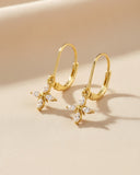 Daffany Four-Petaled Flower Diamonds 14k/10K Solid Gold Drop Earrings