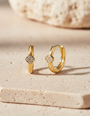 Daffany Flower Round Diamonds 14k/10K Solid Gold Hoop Earrings