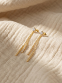 Daffany Diamond-Studded Lines 14k/10K Solid Gold Drop Earrings
