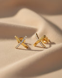Daffany Crisscross 14k/10K Solid Gold Stud Earrings