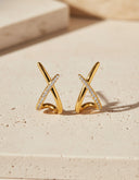 Daffany Crisscross 14k/10K Solid Gold Stud Earrings