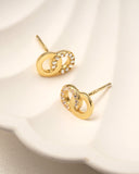 Daffany Double Ring Diamonds 14k/10K Solid Gold Stud Earrings