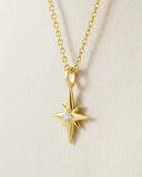 Daffany Eight-Pointed Star 14k/10K Solid Gold Pendant Necklace