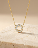 Daffany Diamond-Crusted Circle 14k/10K Solid Gold Pendant Necklace