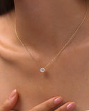 Daffany Single Diamond 14k/10K Solid Gold Pendant Necklace