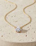 Daffany Single Diamond 14k/10K Solid Gold Pendant Necklace