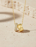 Daffany Double Circle 14k/10K Solid Gold Pendant Necklace