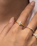 Daffany Four-petaled Flower Diamonds 14k/10K Solid Gold Ring