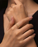 Daffany Round Diamonds 14k/10K Solid Gold Double Ring