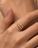 Daffany Round Diamonds 14k/10K Solid Gold Double Ring