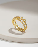 Daffany Round Diamonds 14k/10K Solid Gold Double Ring