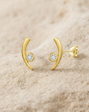 Daffany Semi-Arc 14k/10K Solid Gold Stud Earrings