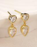 Daffany Heart-Shaped Teardrop Diamonds 14k/10K Solid Gold Drop Earrings