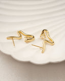 Daffany Winding Lines 14k/10K Solid Gold Stud Earrings