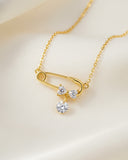 Daffany Pin Bow 14k/10K Solid Gold Pendant Necklace