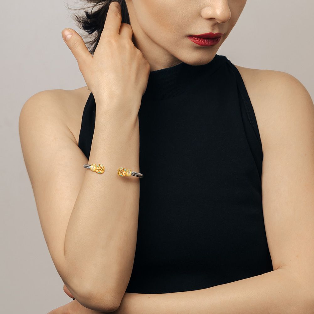Cable Golden Yellow Cuff Bracelet-5mm