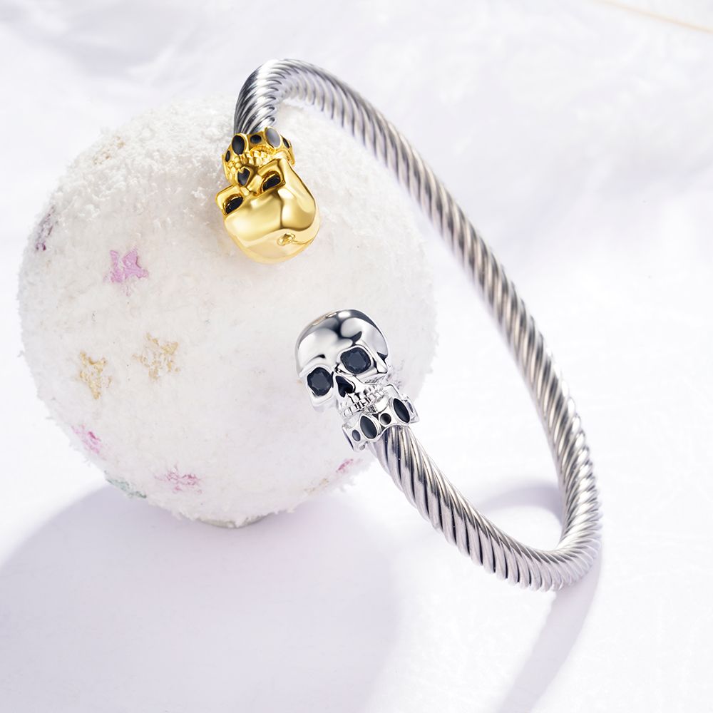 Cable Two Tone Skull Bracelet-5mm