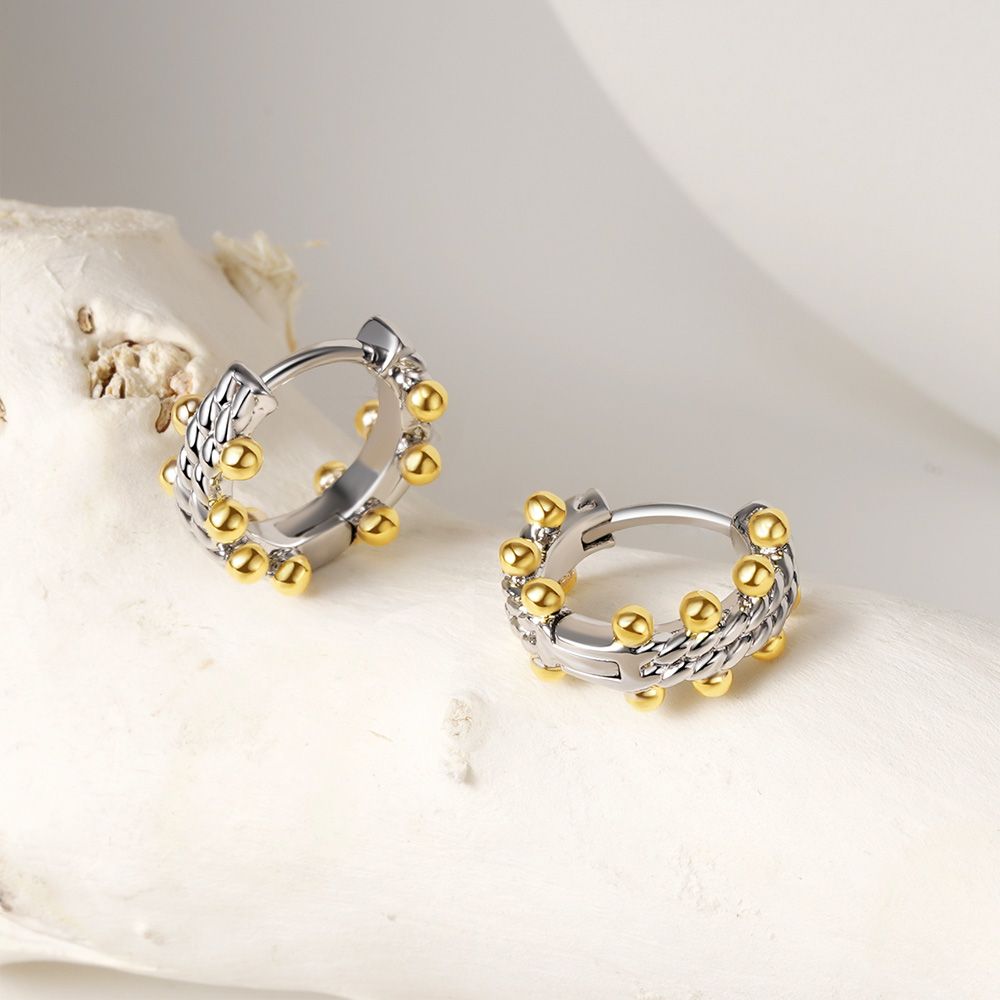 Yellow Gold Caviar Hoop Earrings
