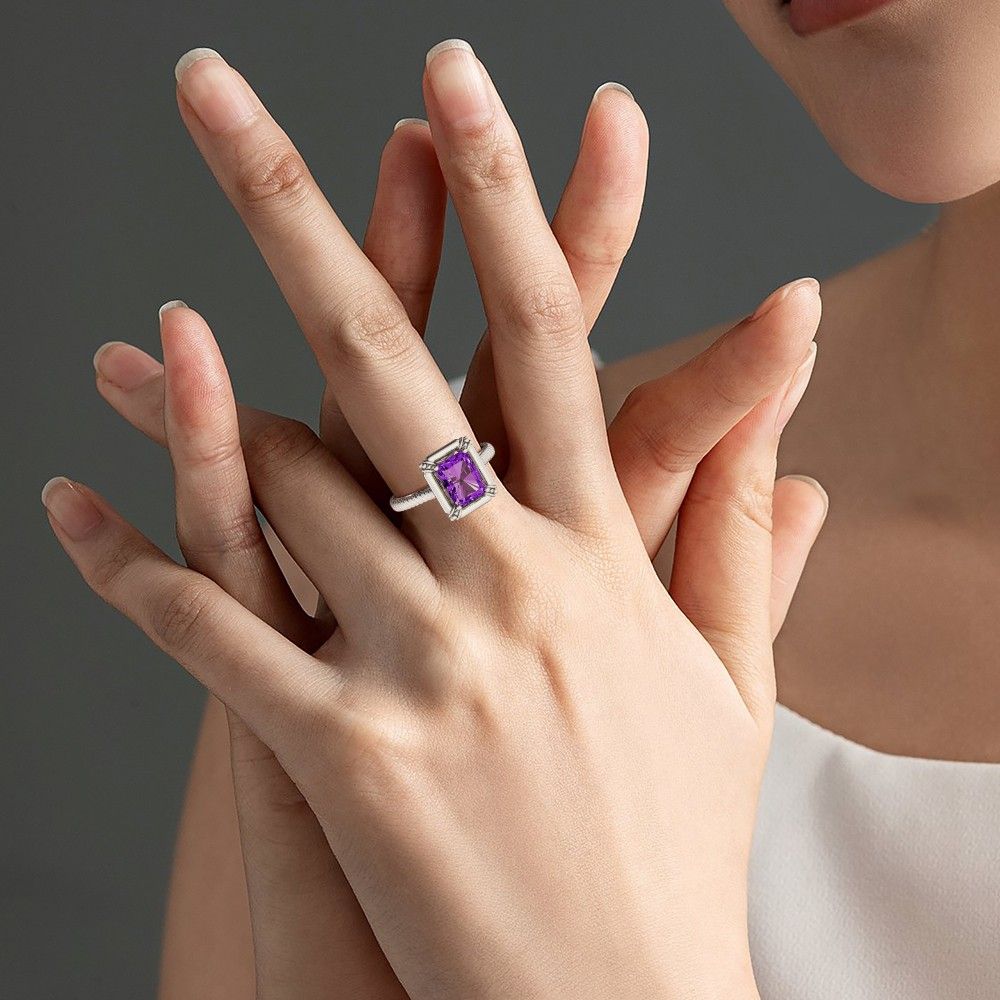 Amethyst Solitaire Engagement Ring