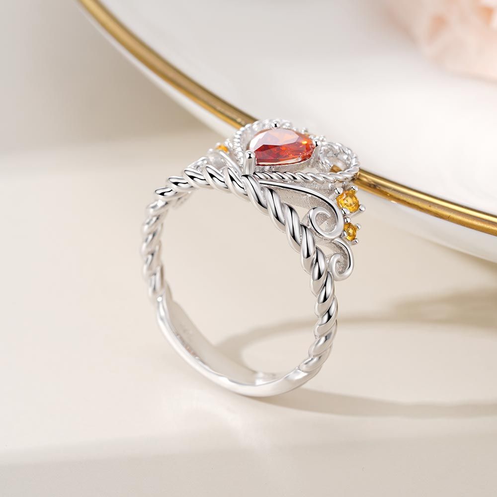 Ruby Pear Crown Ring