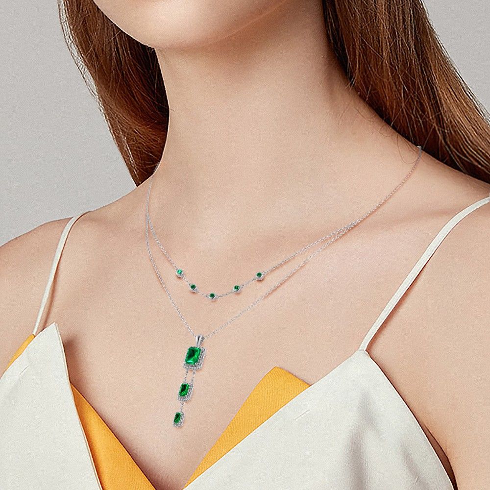 Layered Emerald Gems Necklace