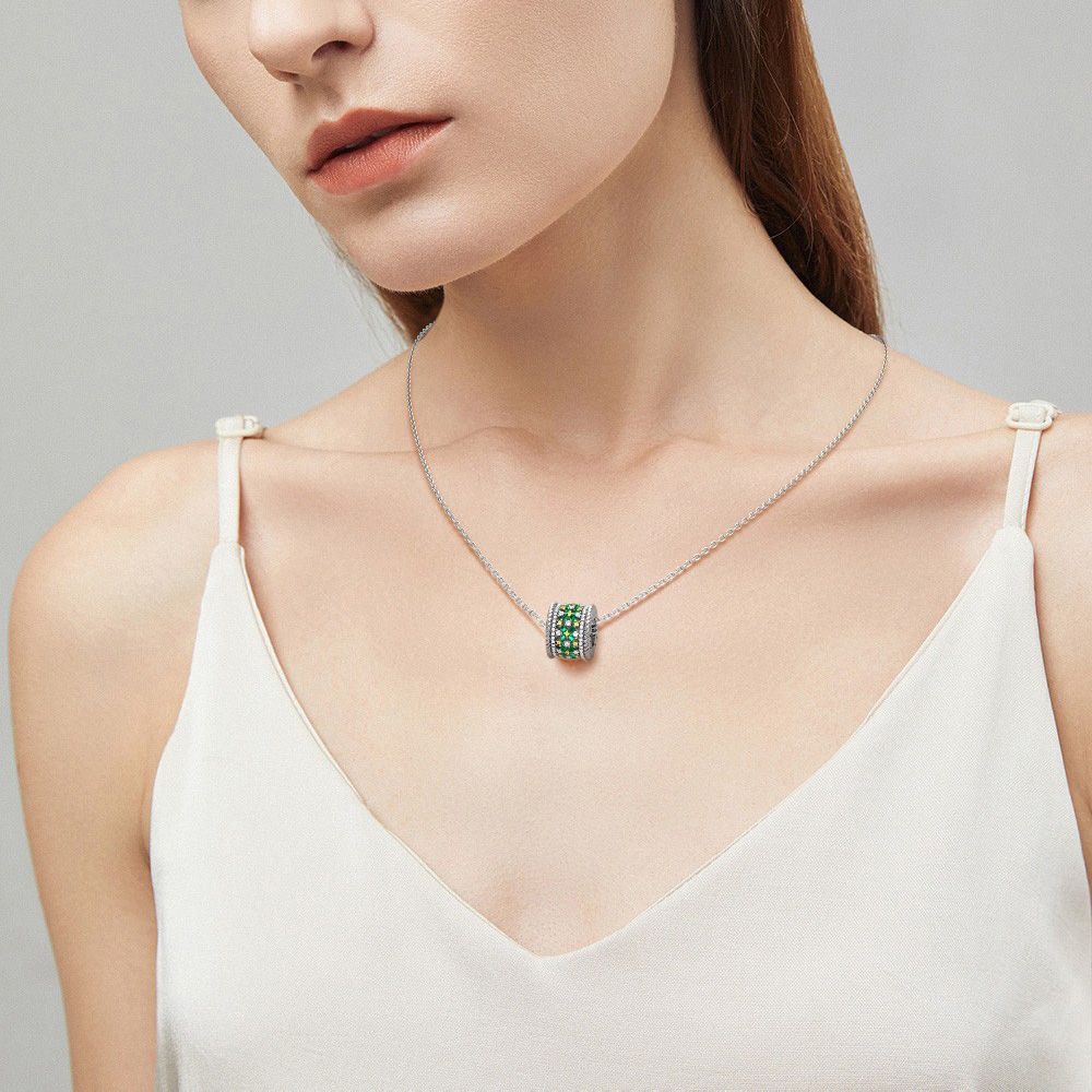 Emerald Paved D.Drum Necklace