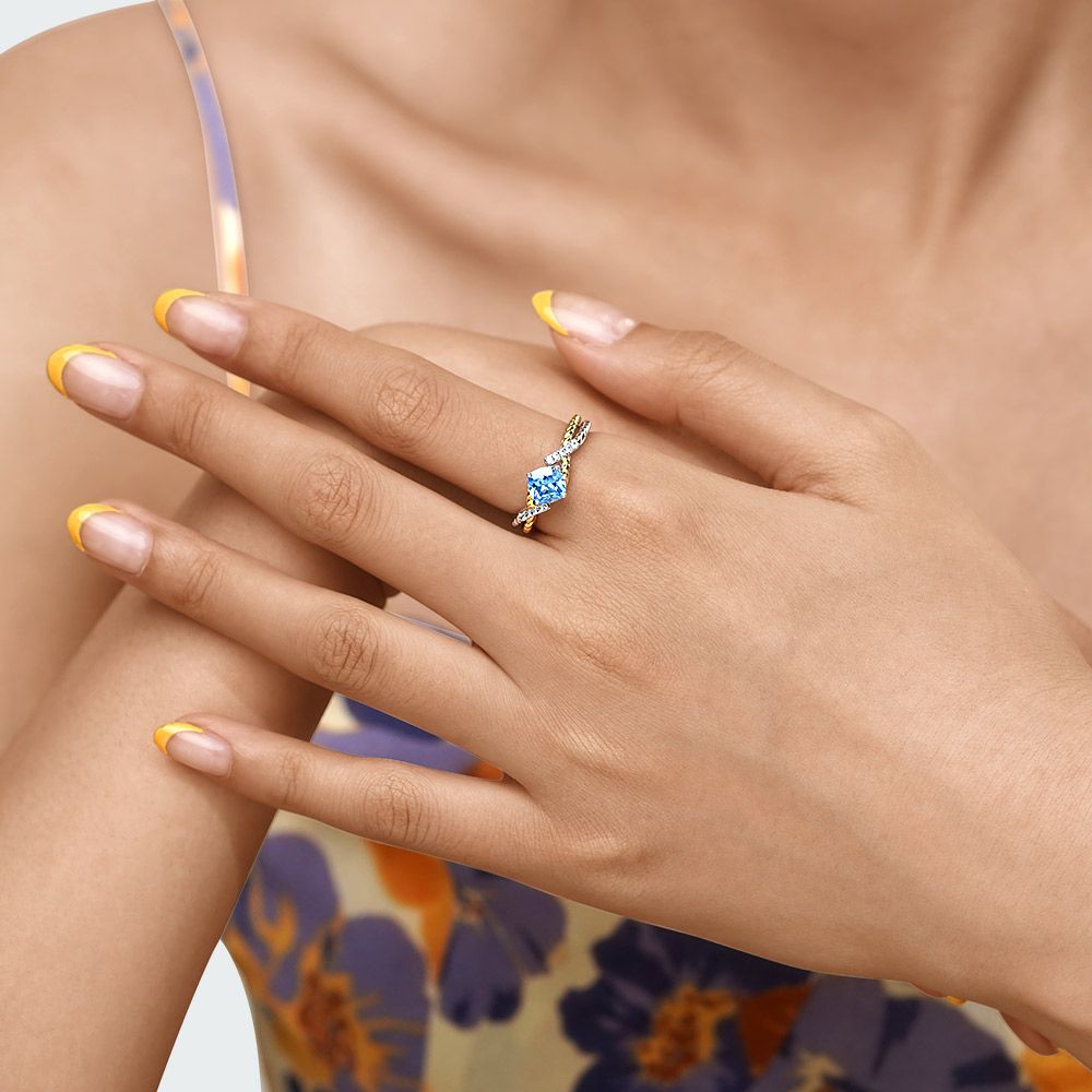 Blue Twisted Engagement Ring