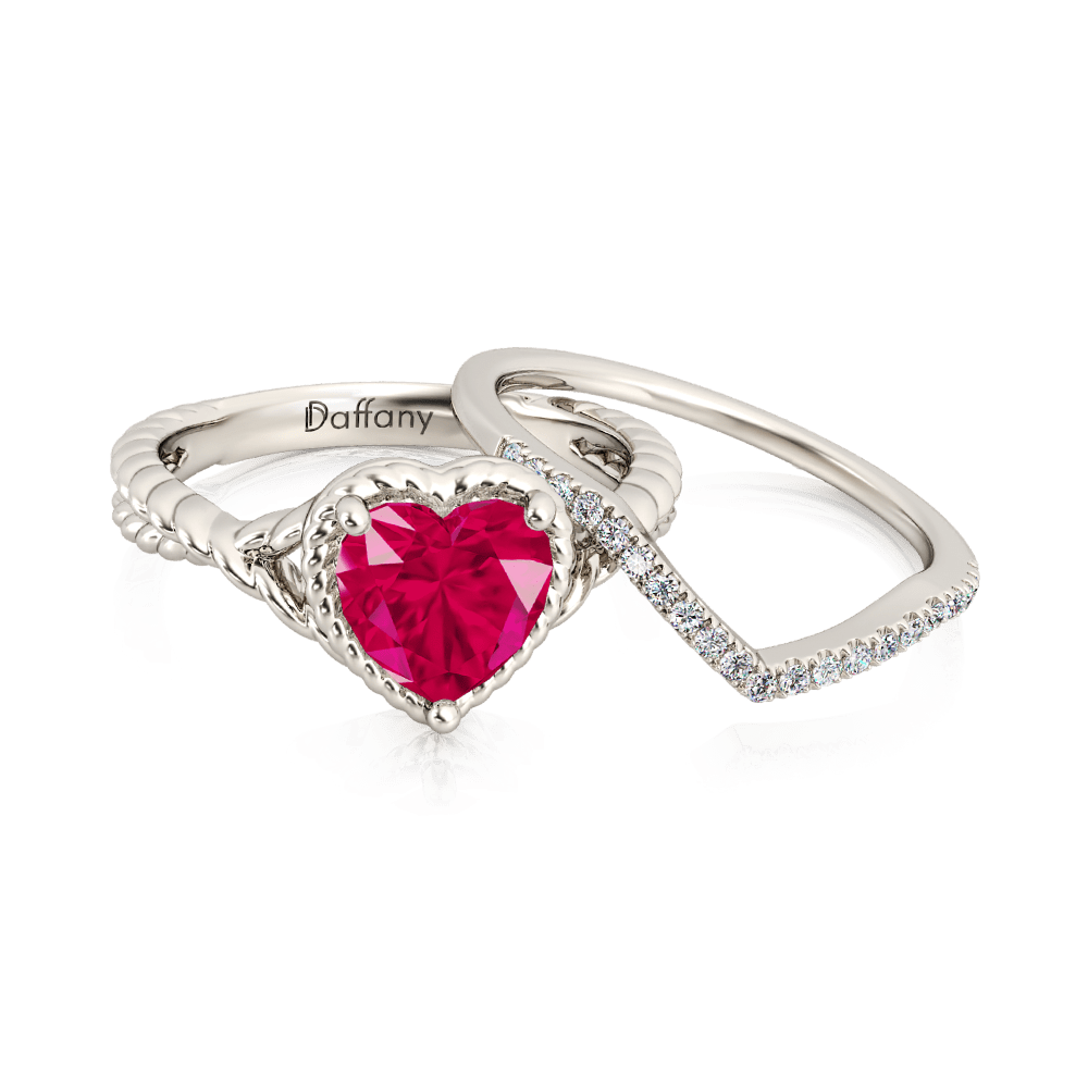 Heart Twisted Infinity Ring Set