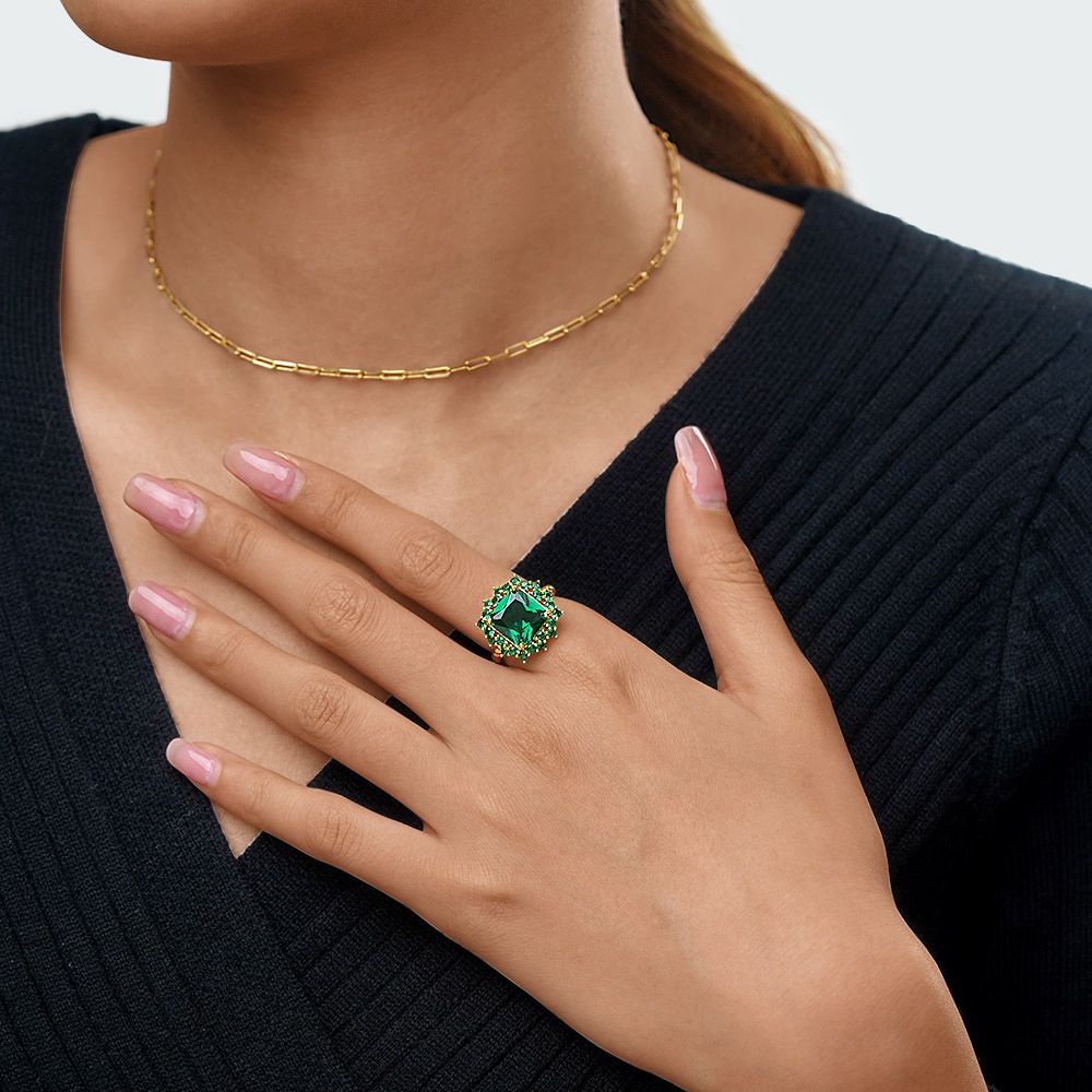 Emerald Halo Cocktail Ring