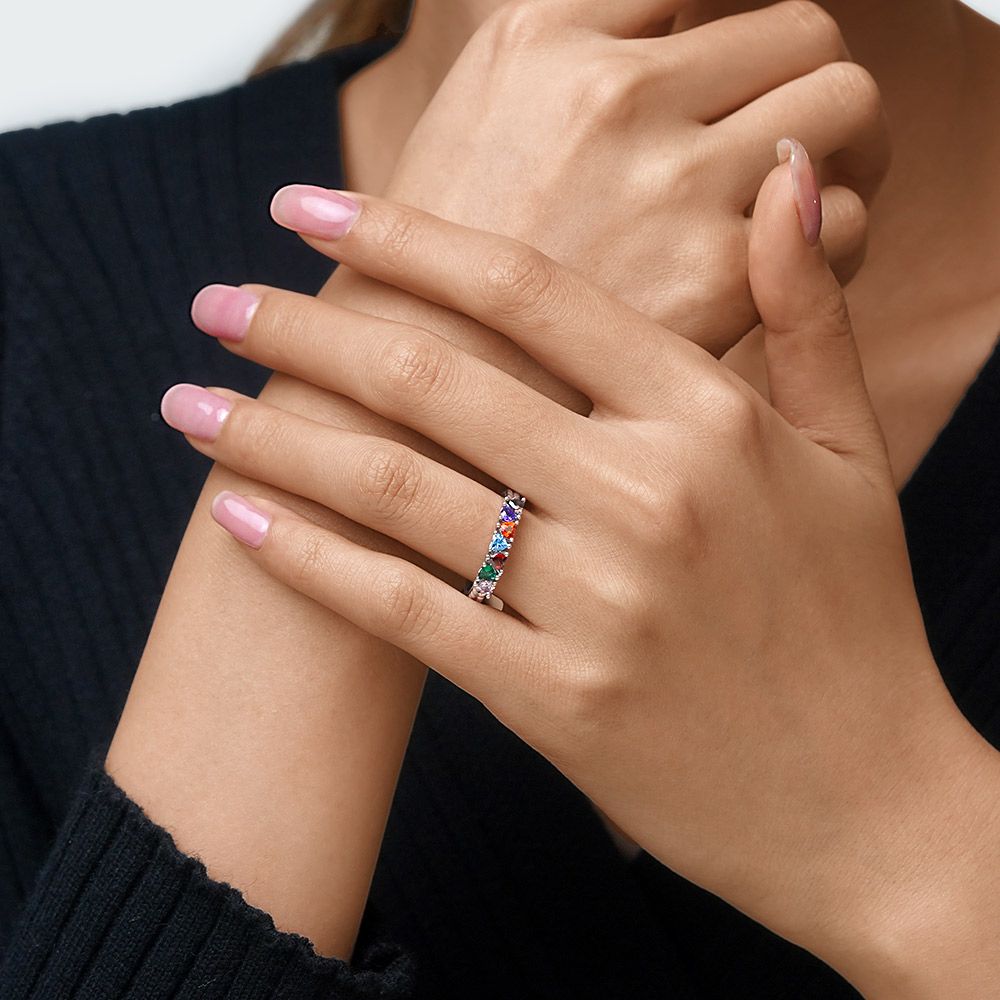 Multicolor Hearts Band Ring