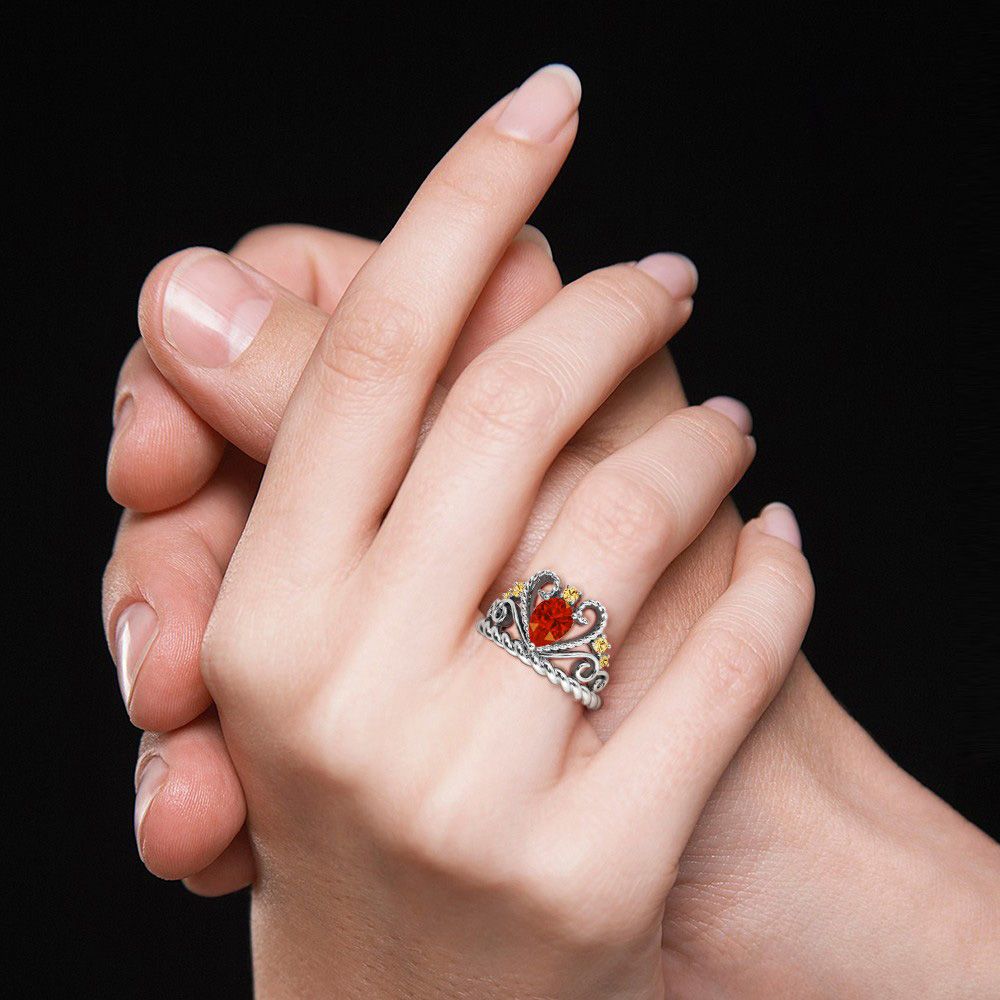 Ruby Pear Crown Ring