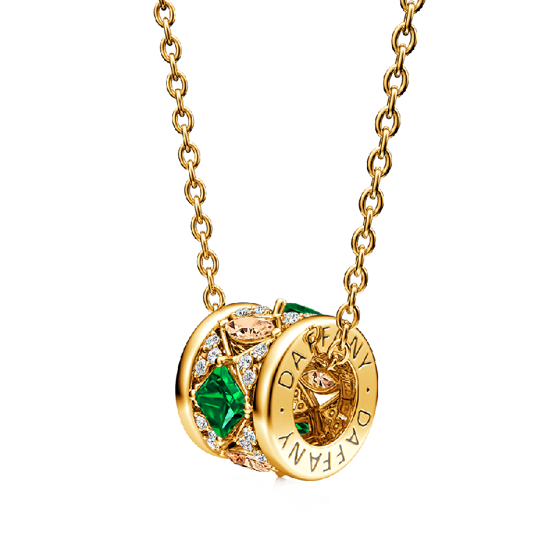 Emerald & Champagne Gems D.Drum Necklace