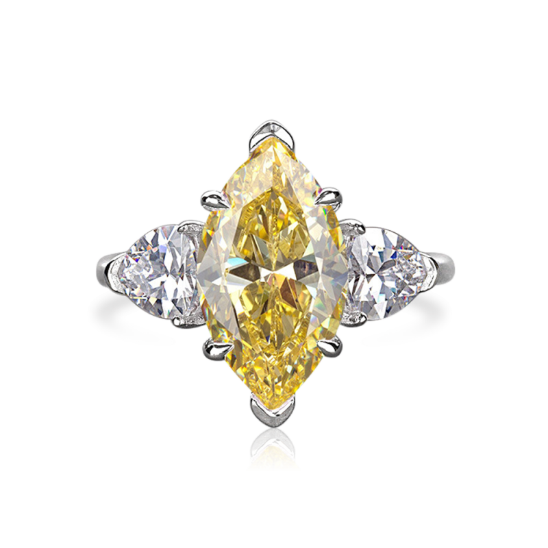 Marquise Yellow Citrine Ring