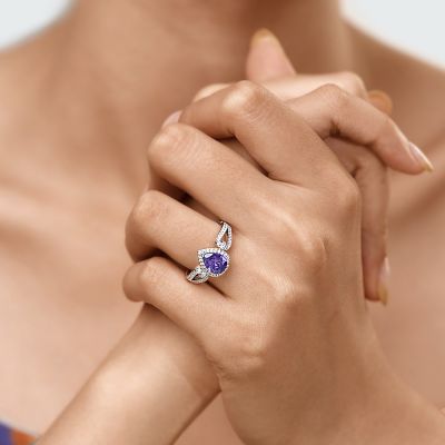 Pear Purple Halo Ring