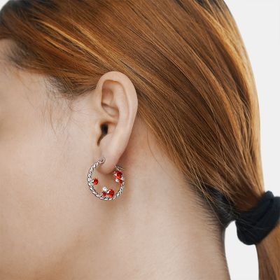 Ruby Hoop Earrings 25mm