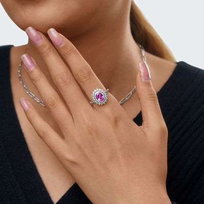 Halo Hot Pink Cocktail Ring