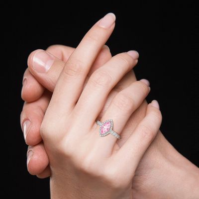 Marquise Pink Cathedral Ring