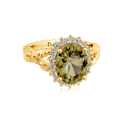 Oval Olive Halo Ring