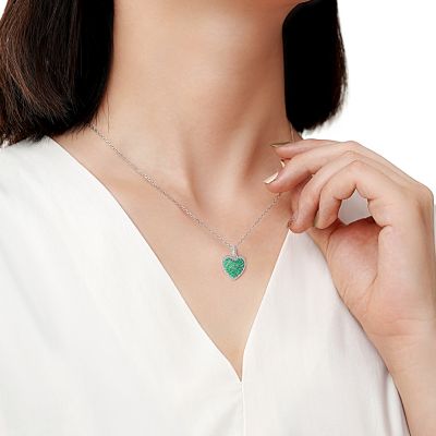 Emerald Paving Heart Necklace