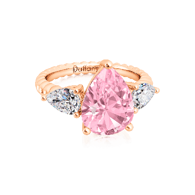 Pink Three Stone Engagement Ring